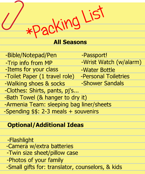 Gorilla Habituation Packing List