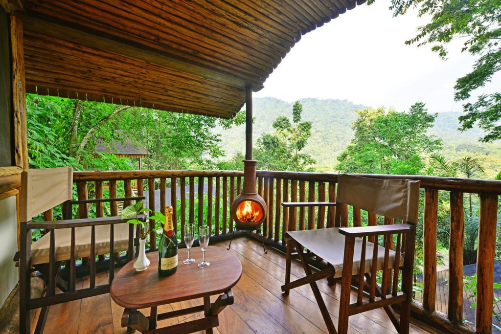 Buhoma Lodge - room patio - Realm Africa Safaris